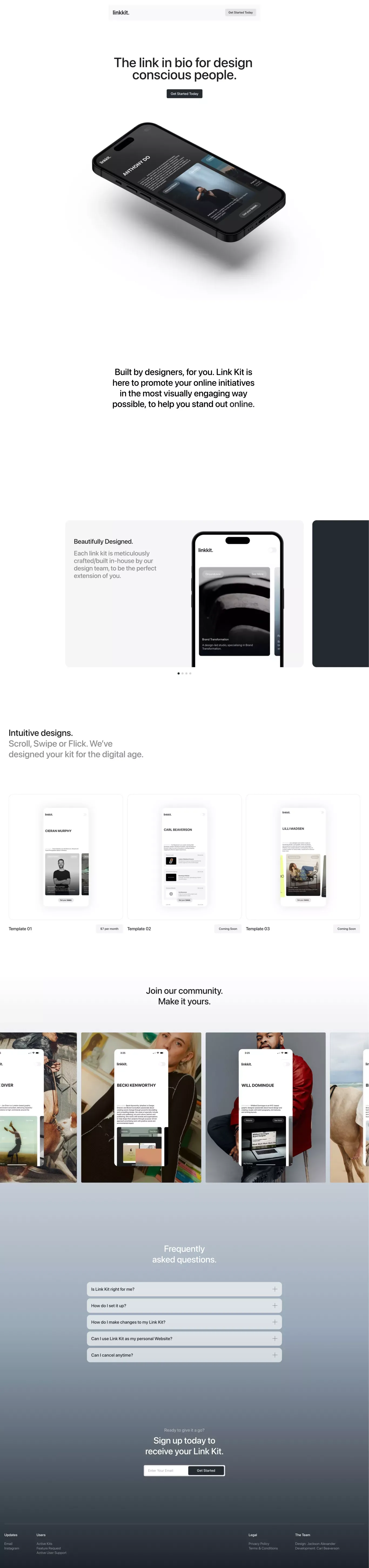 The link in bio for design conscious creatives. | Link-Kit - Landing design
