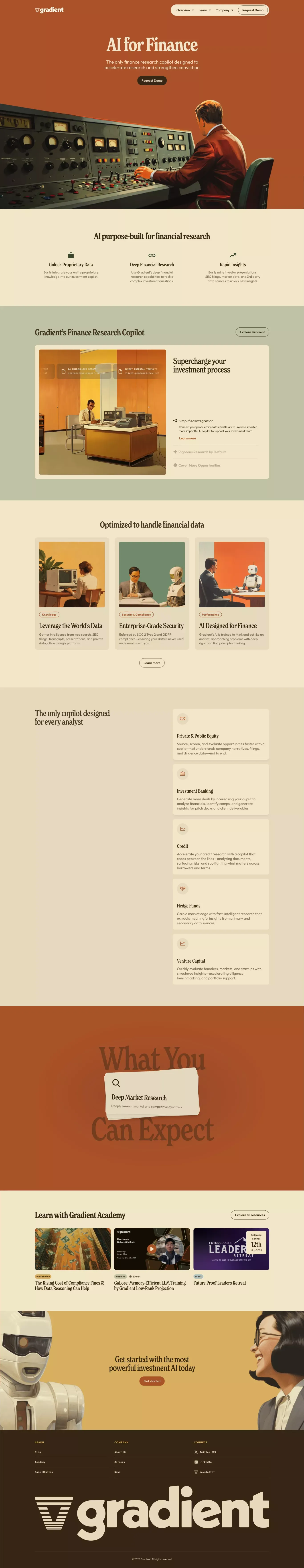 Gradient: AI for Investors - Landing design