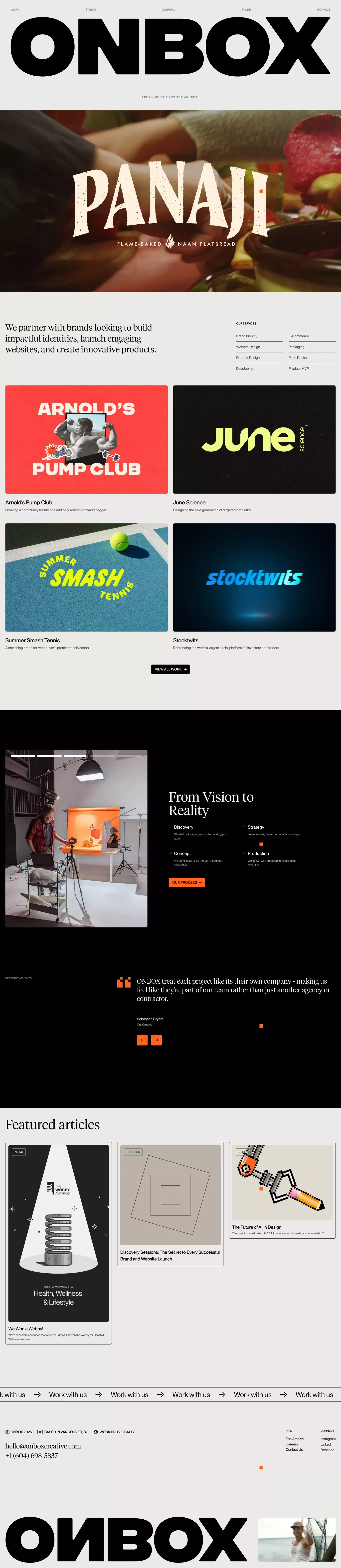 ONBOX | Brand, Web and Product Design Studio - Portfolio design