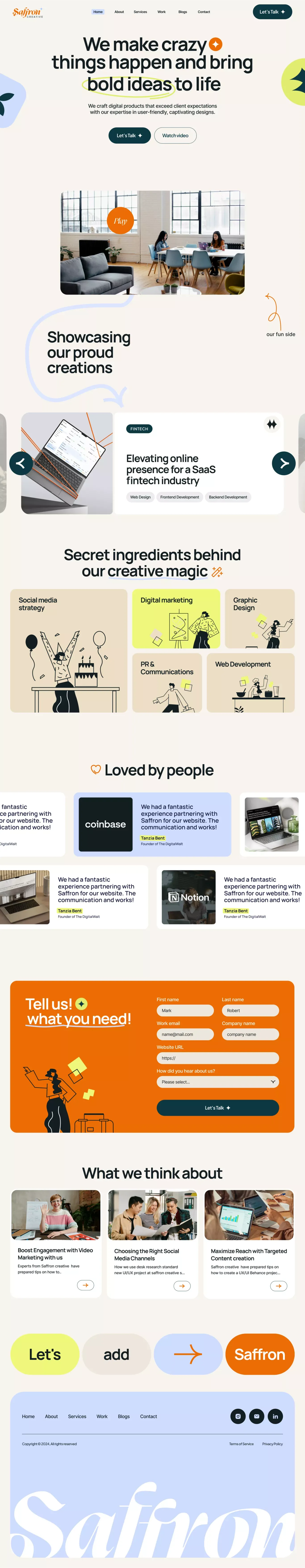 Saffron Creative | Vancouver Digital Marketing Agency - Landing design