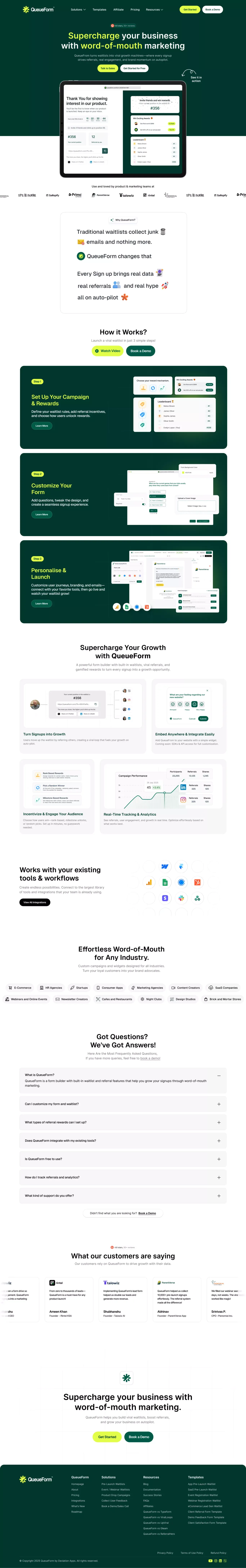 QueueForm - Word of Mouth Marketing SaaS - Landing design