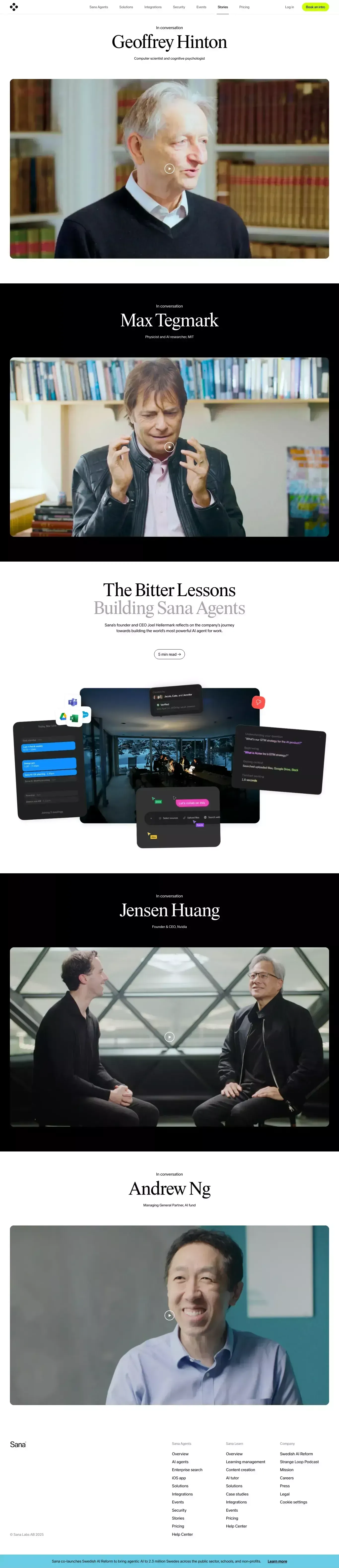 Stories and insights from the world's AI pioneers | Sana - Case Study design