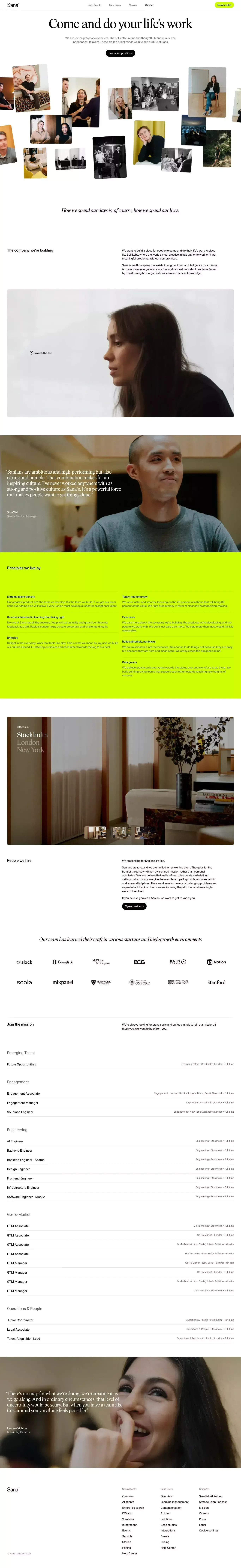 Do your life's work advancing human knowledge | Sana - Career design