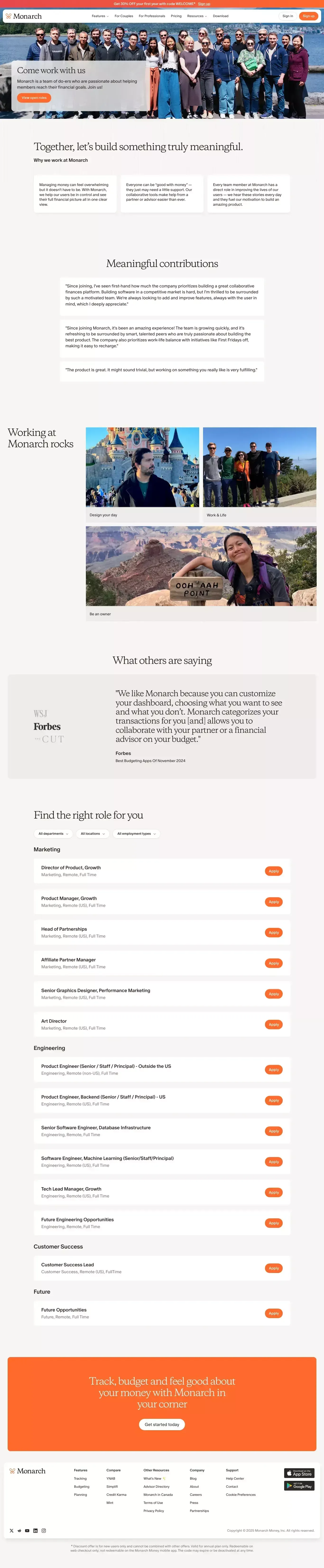 Careers | Monarch Money - Career design
