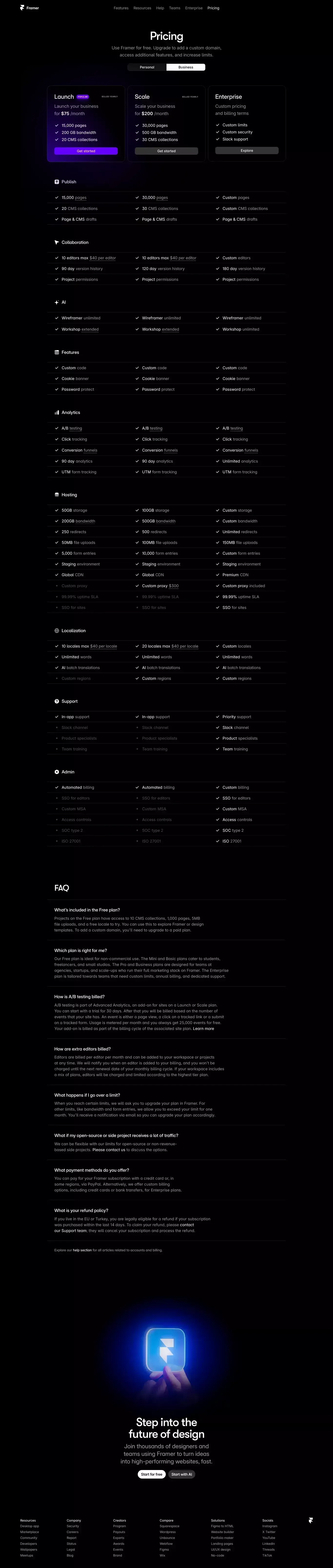 Framer: Business Pricing - Pricing design