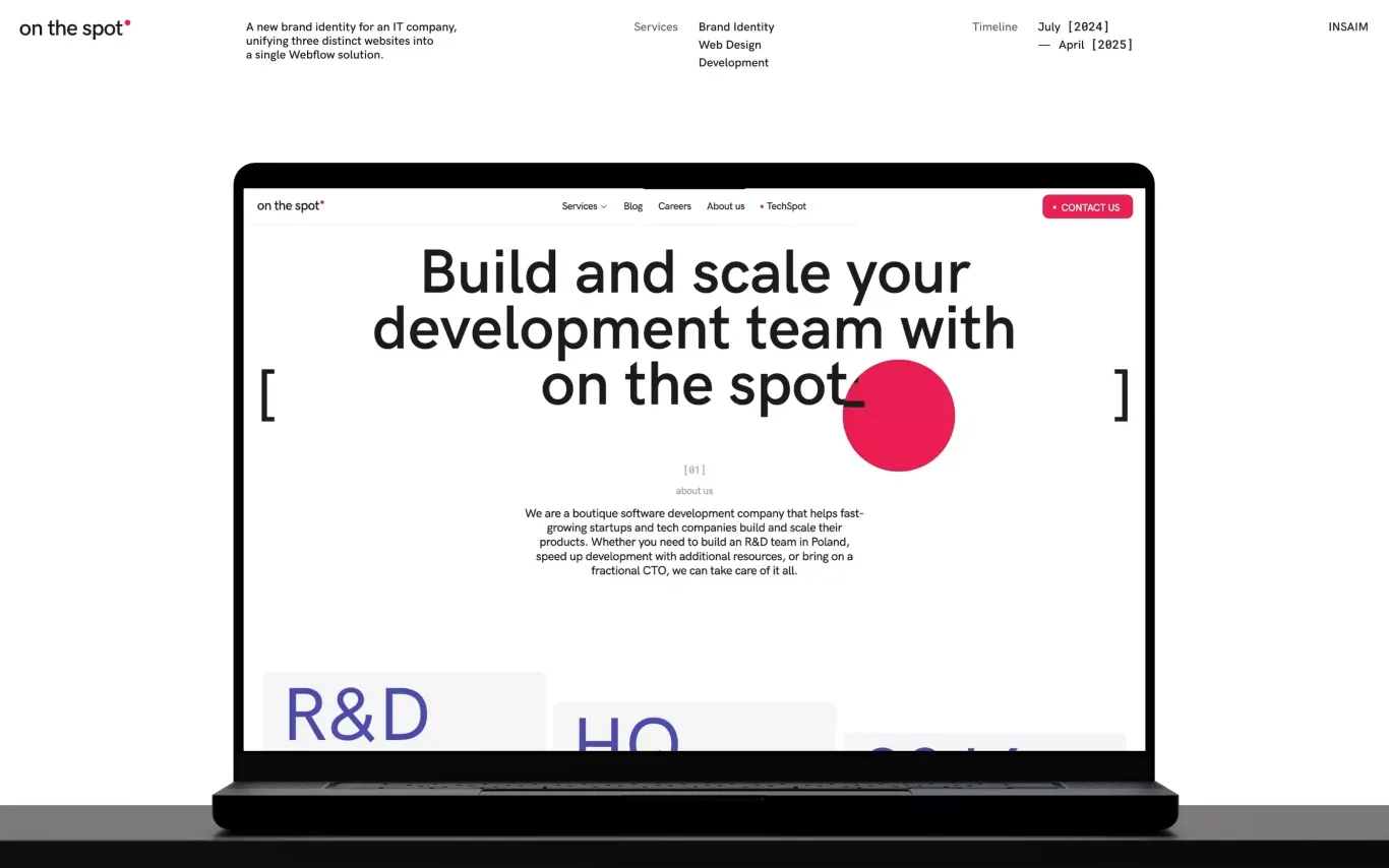 On The Spot Development - Product page design