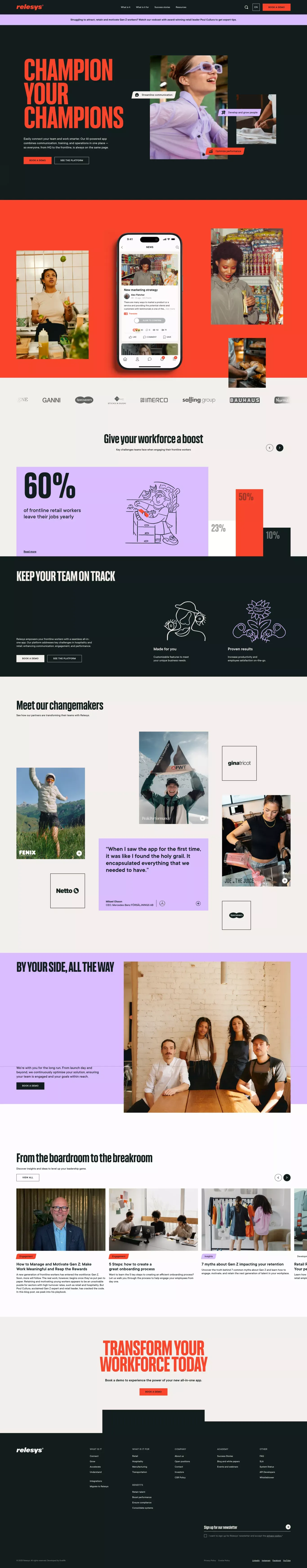 Relesys | Empower your frontline team with our on-the-go app - Landing design