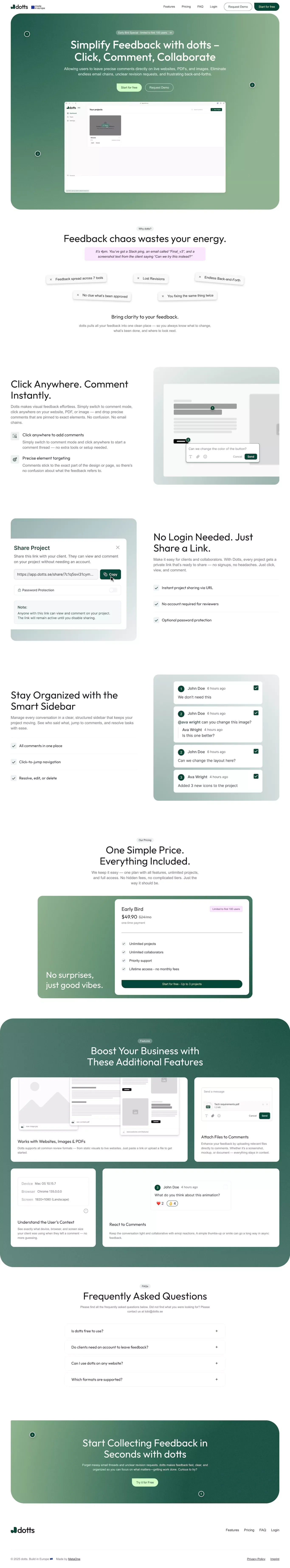 Dotts – The Easiest Way to Collect Website & Design Feedback - Landing design