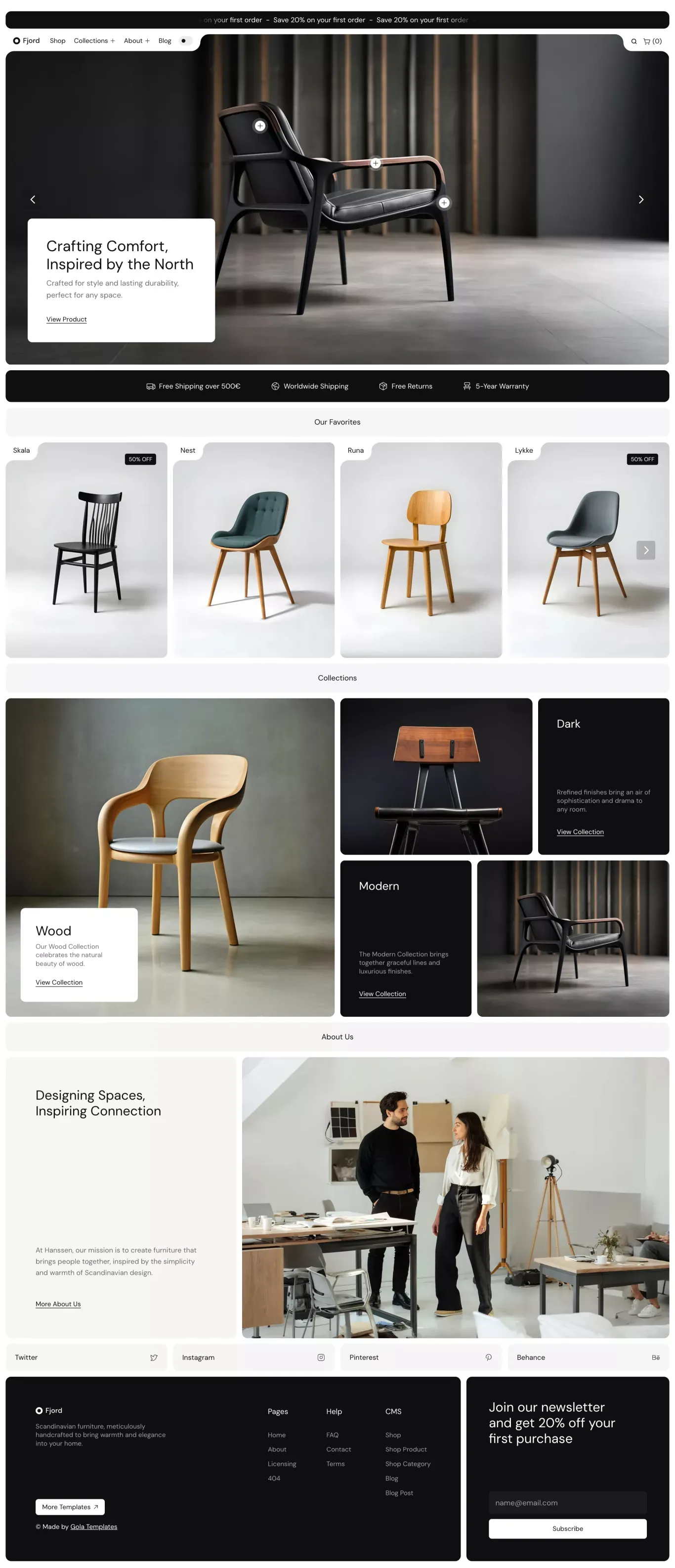 Fjord - E-Commerce Framer Template - Template design
