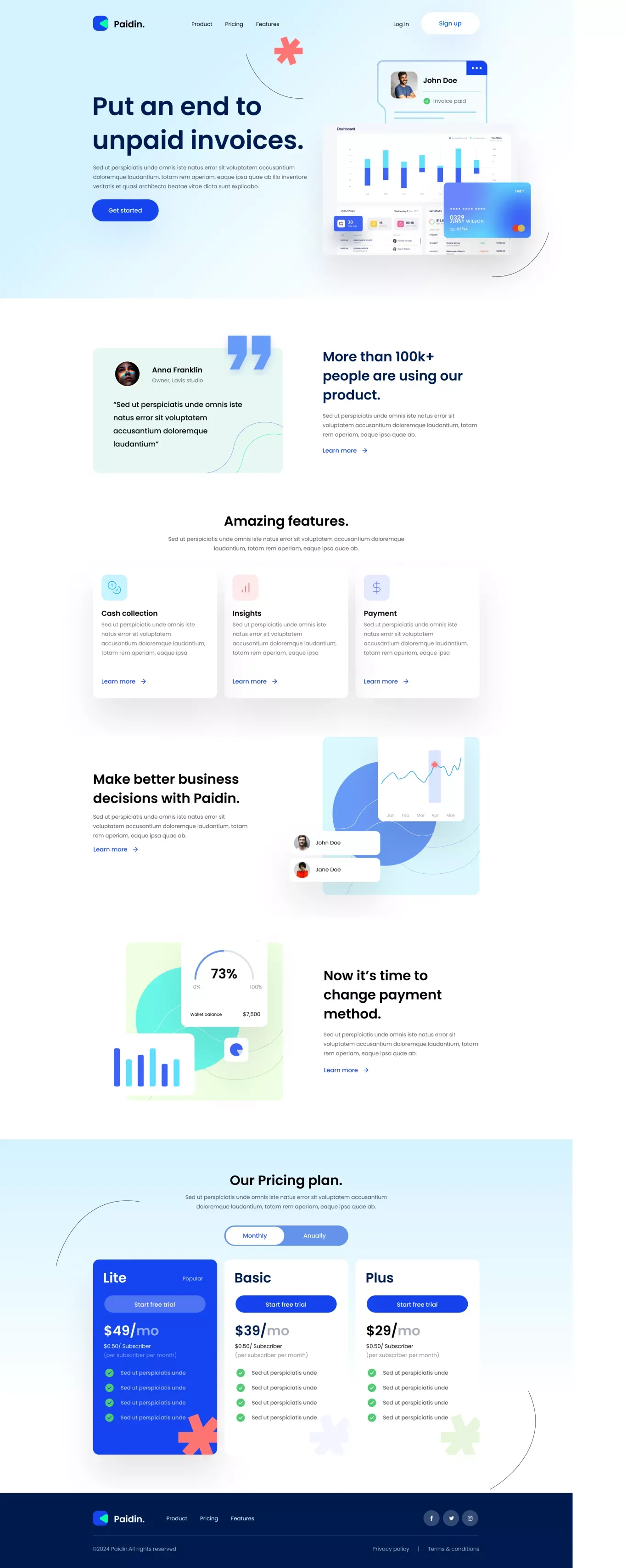 Paidin Free NextJs Landing-Page Template Based on Tailwind CSS - Landing design