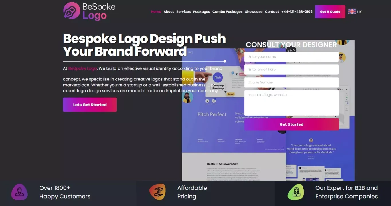 Top Professional Logo Design UK | BeSpoke Logo - Landing design