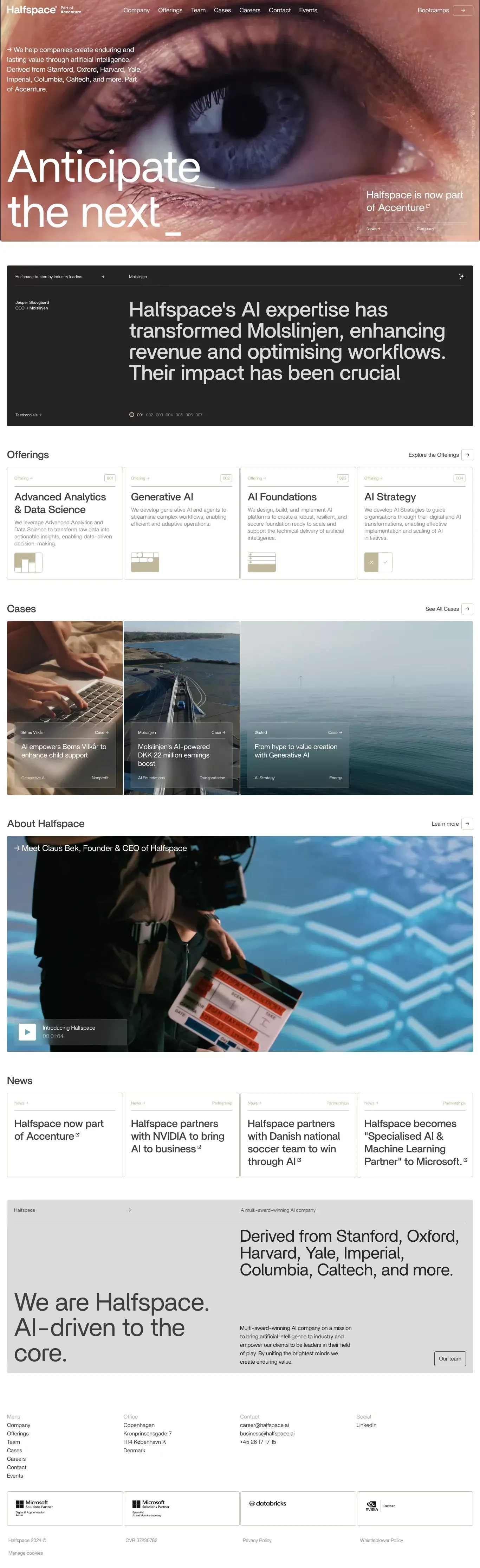 Halfspace - Moving Organisations Forward Through Artificial Intelligence and Advanced Analytics - Portfolio design