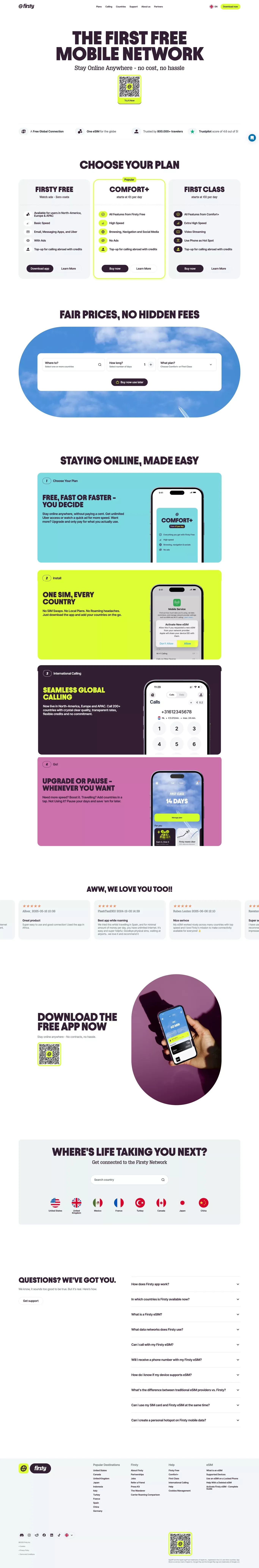 Firsty: Your international mobile data travel app - Landing design