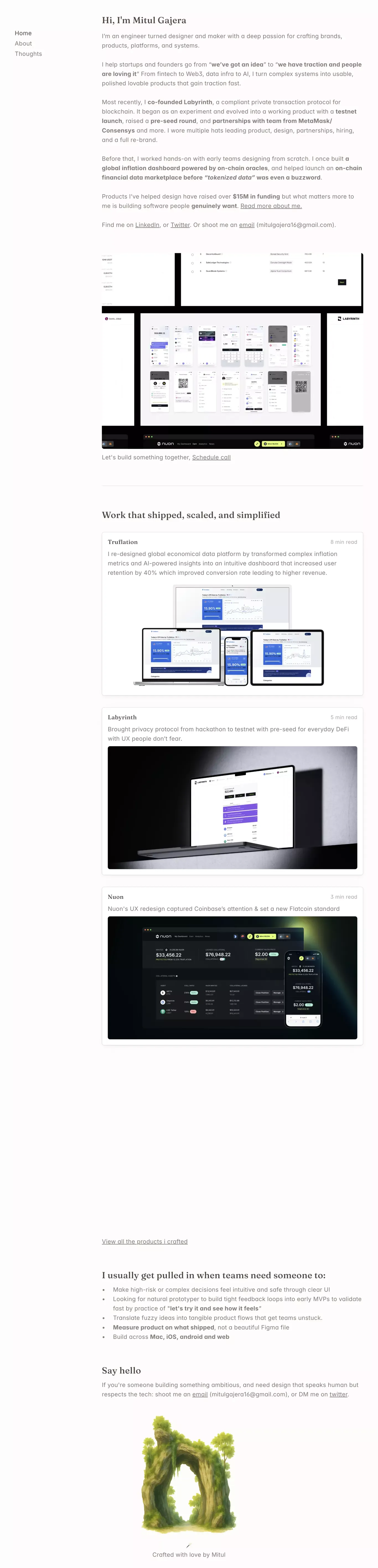 Mitul Gajera | Designer crafting products, and creating polished software and web experiences - Portfolio design