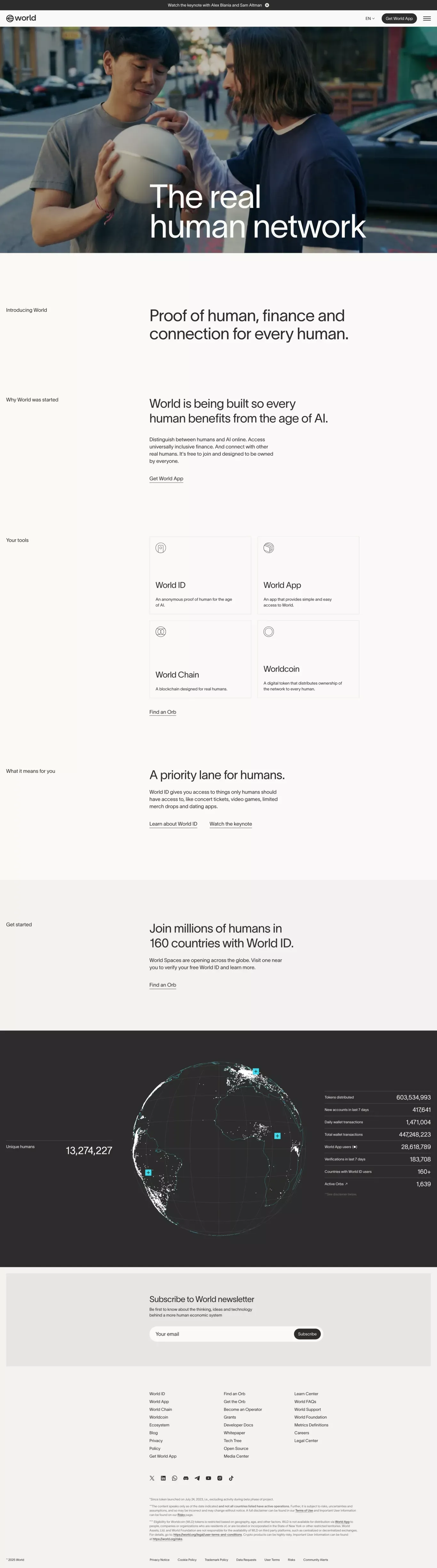 World - The real human network. - Landing design