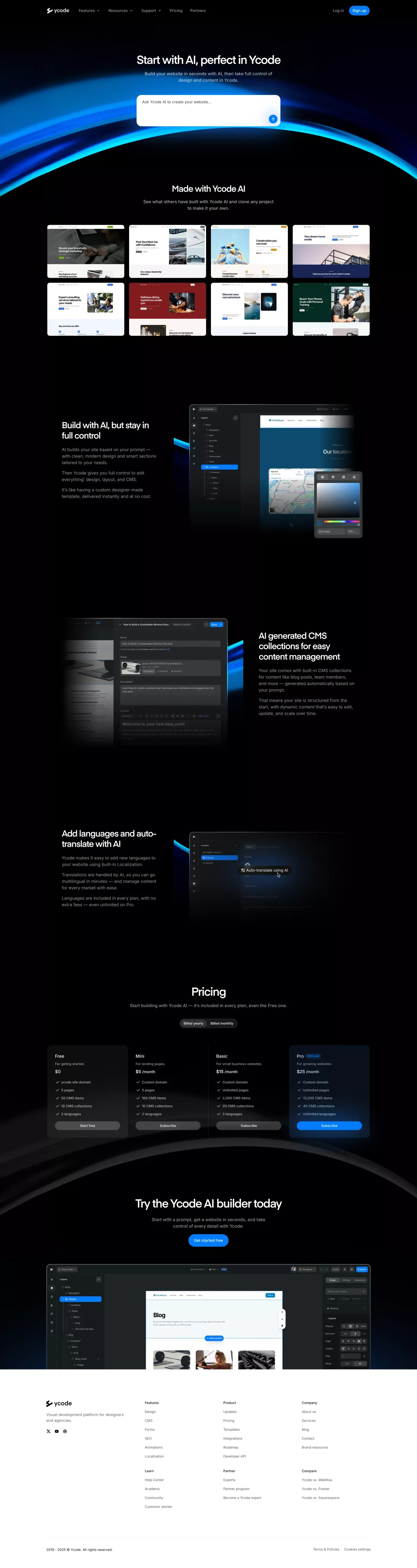 Ycode AI Website Builder - Landing design