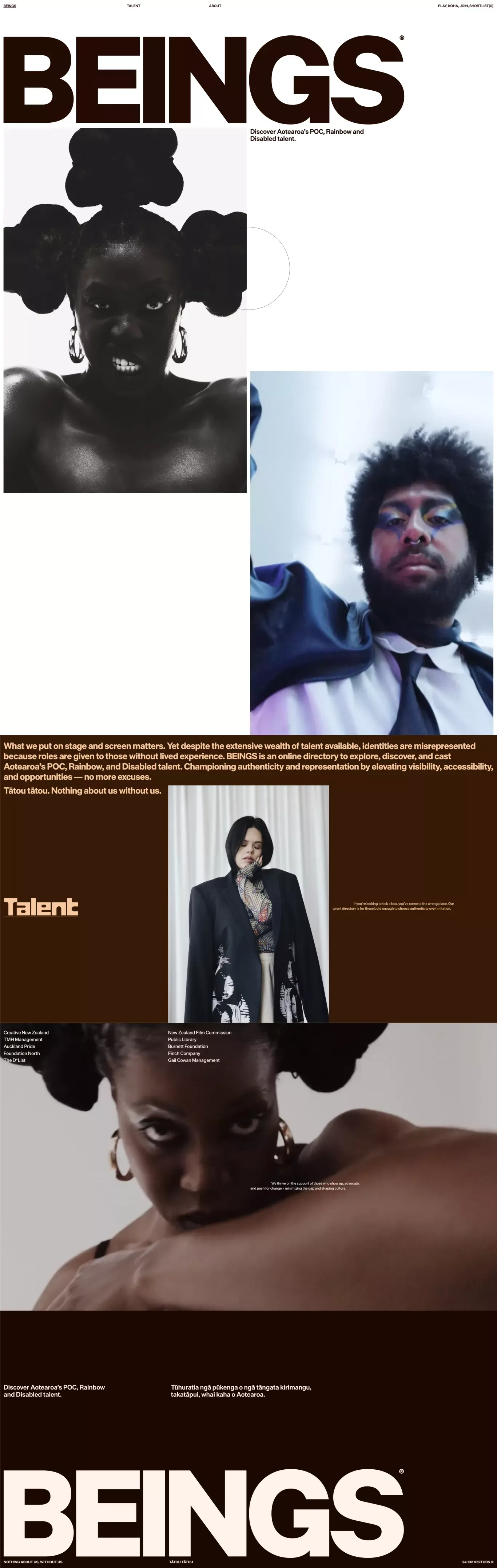 Beings — Discover Aotearoa’s POC, Rainbow and Disabled talent. - Portfolio design
