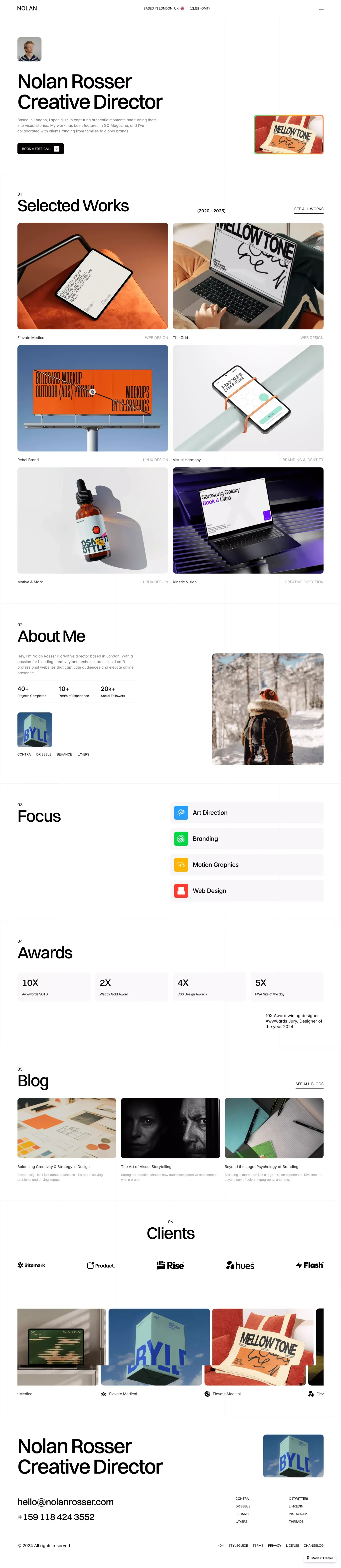 Nolan Rosser â Creative Director & Web Designer in London - Portfolio design