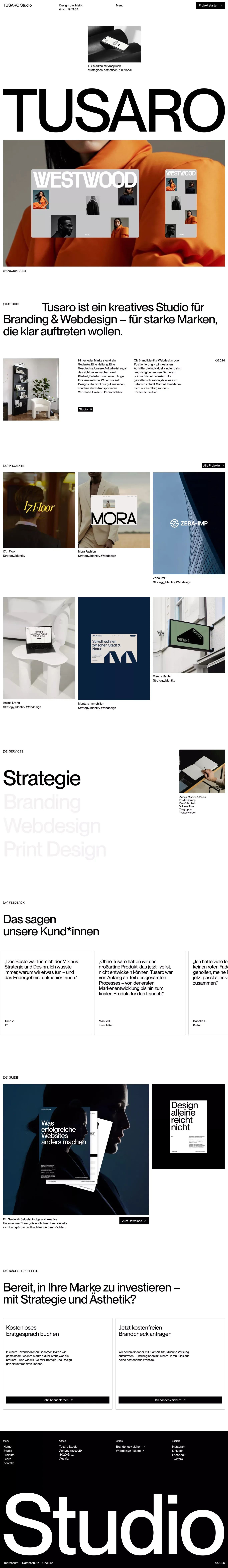 Tusaro Studio - Branding & Webdesign für Marken mit Anspruch - Portfolio design