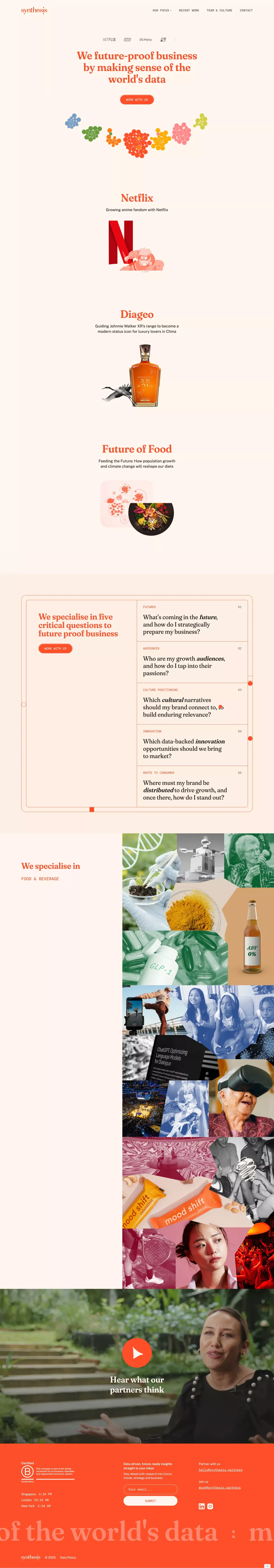 Synthesis | We Future Proof Business With The World's Data - Landing design