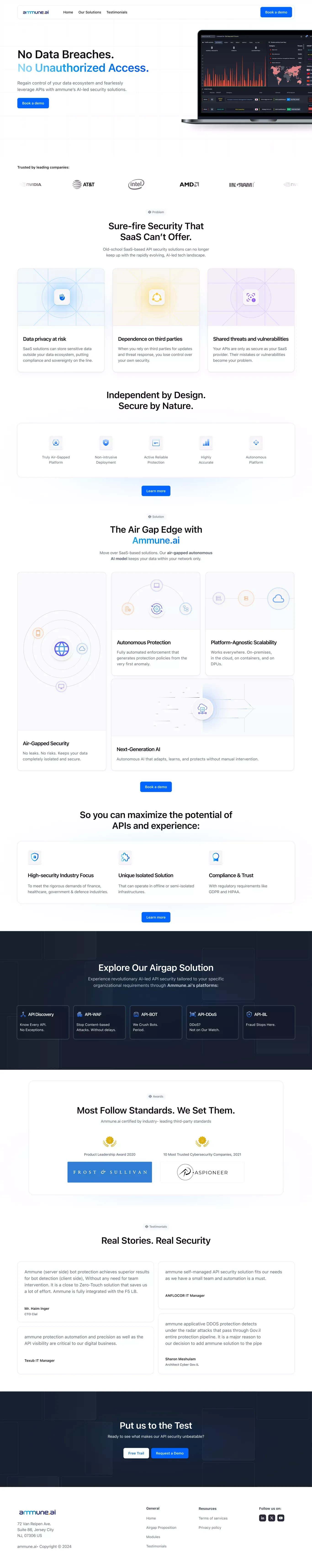 Ammune.ai | API Security - Landing design