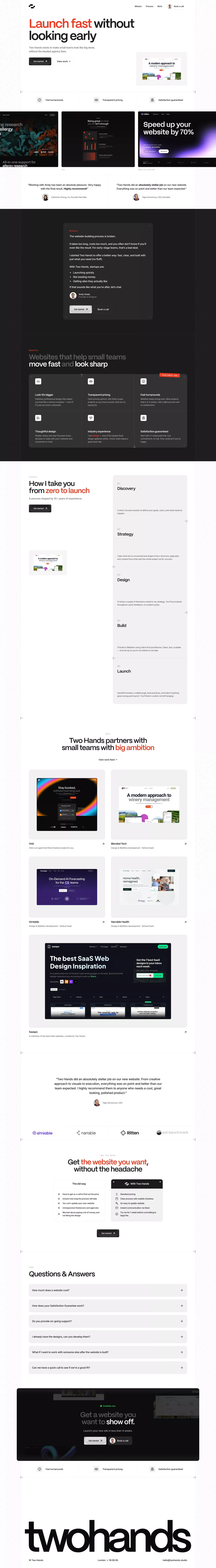 Two Hands | Webflow Design & Development Studio - Landing design