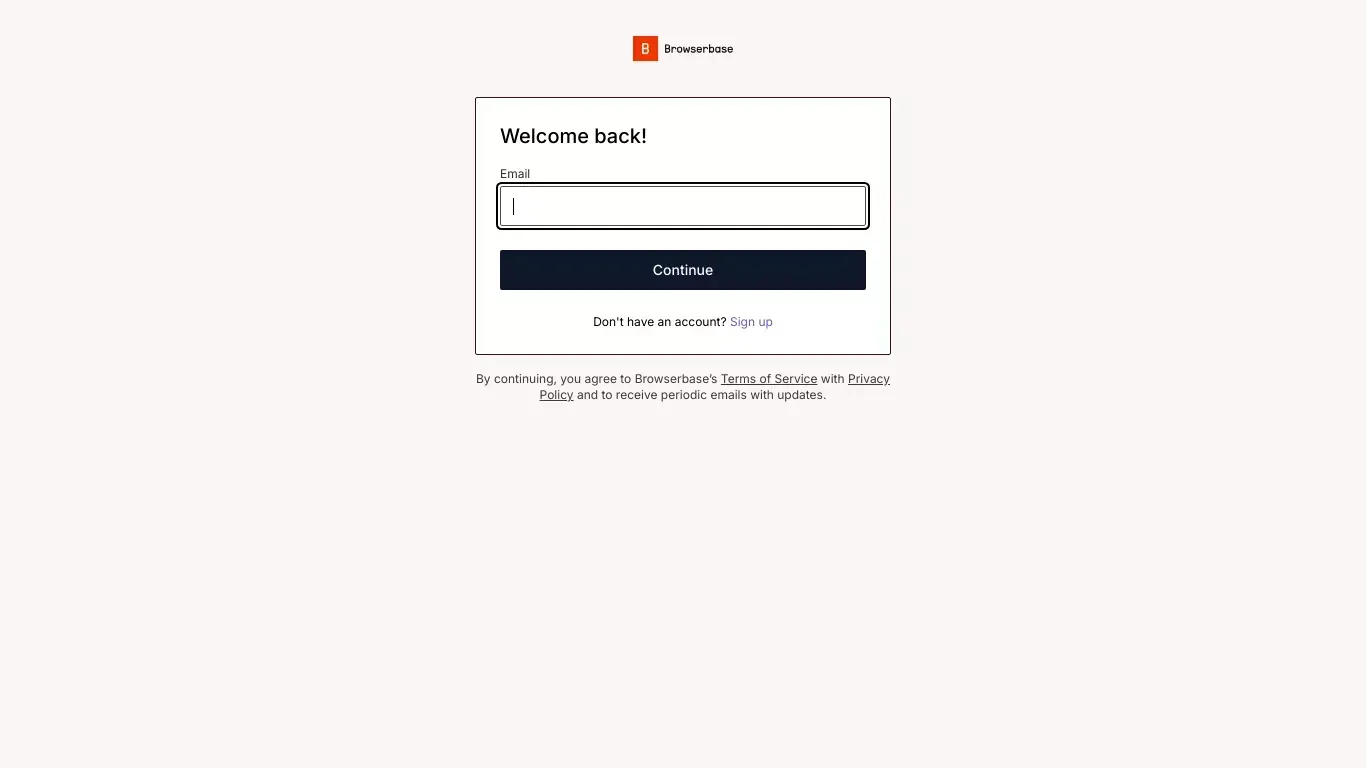 Browserbase - Headless Web Browser API - Sign Up design