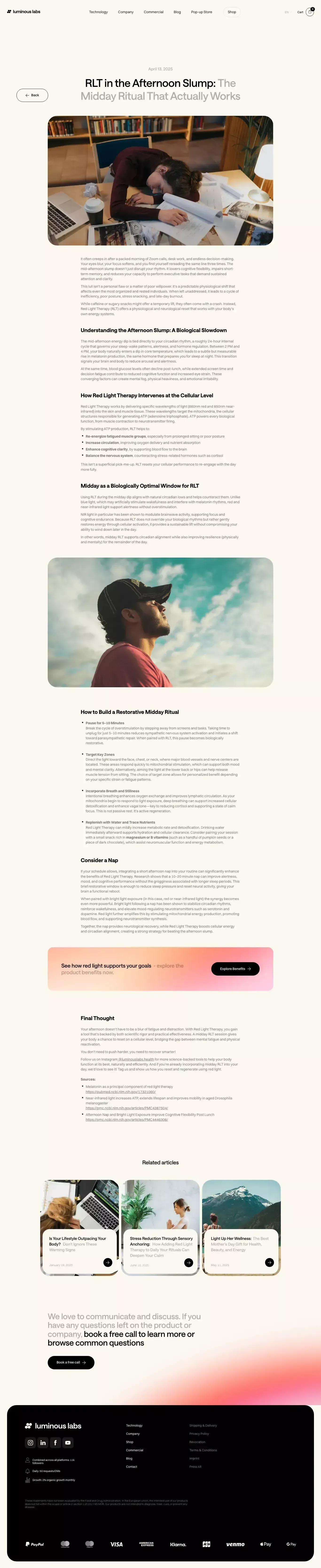 RLT in the Afternoon Slump: The Midday Ritual That Actually Works - Blog Post design