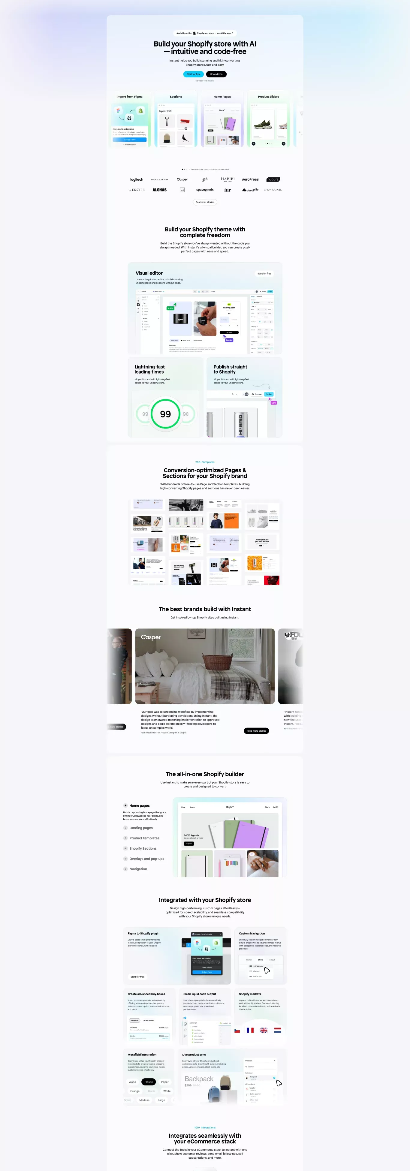 Instant Landing Page Builder for Shopify | All-visual, No-code - Landing design