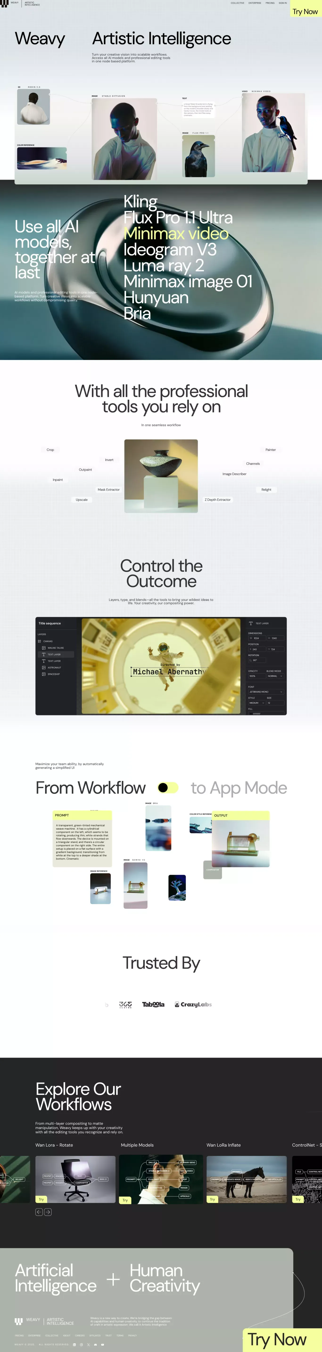 Weavy | AI-Powered Design Workflows, Built for Creative Pros - Landing design
