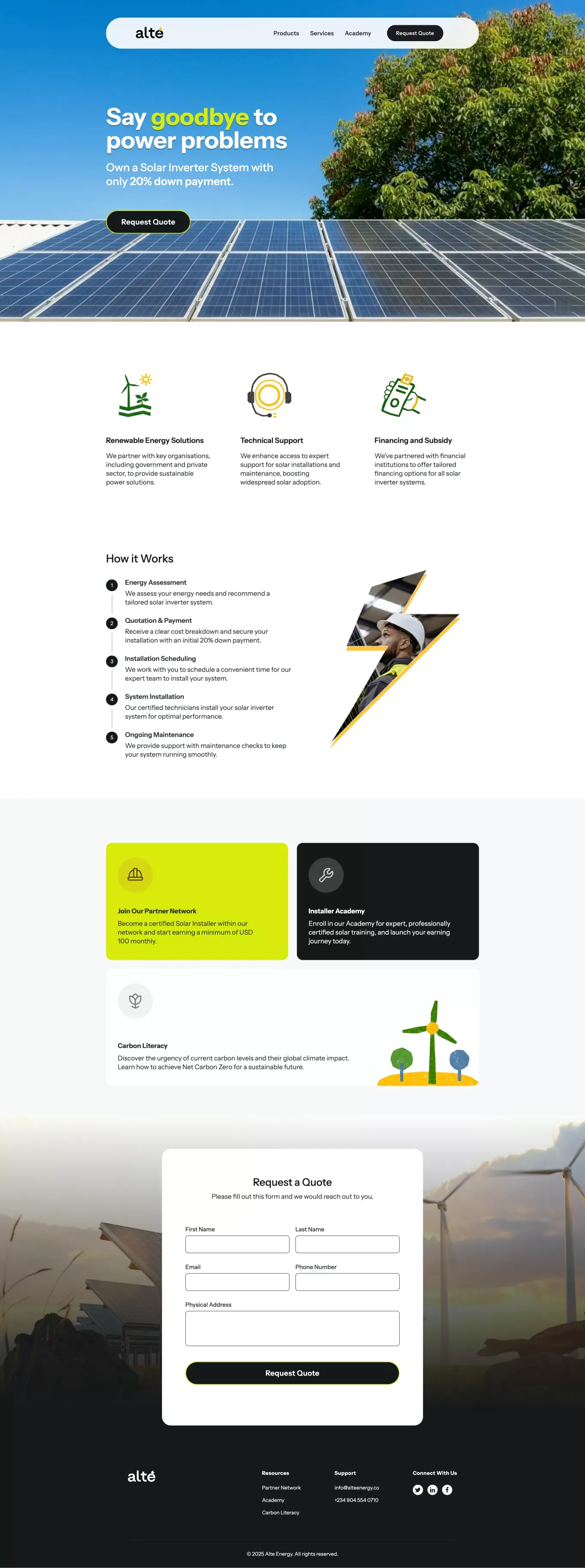 Alte Energy - Landing design