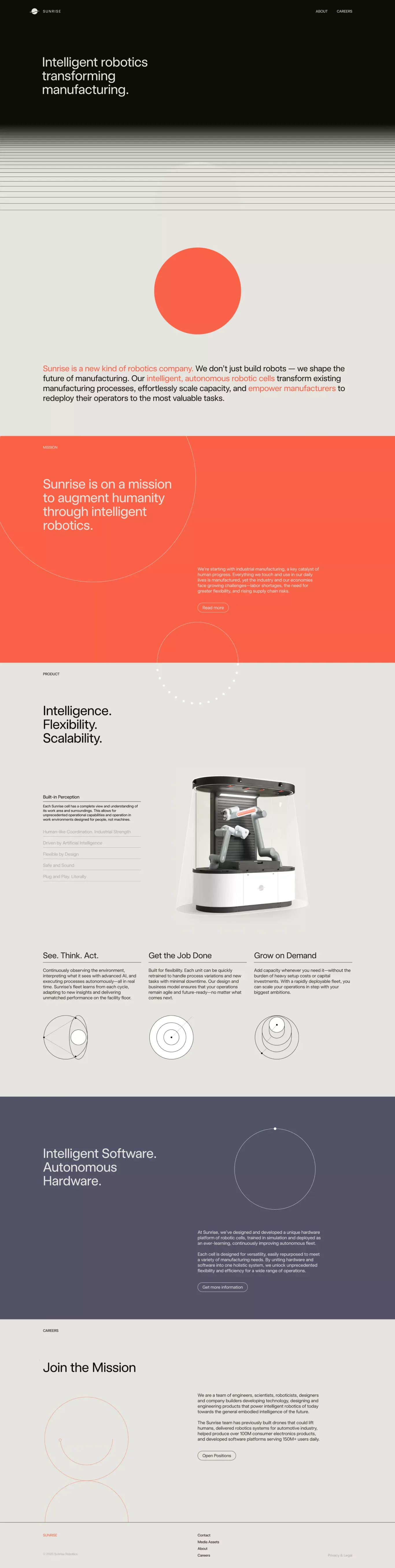 Sunrise Robotics - Intelligent robotics transforming manufacturing. - Landing design