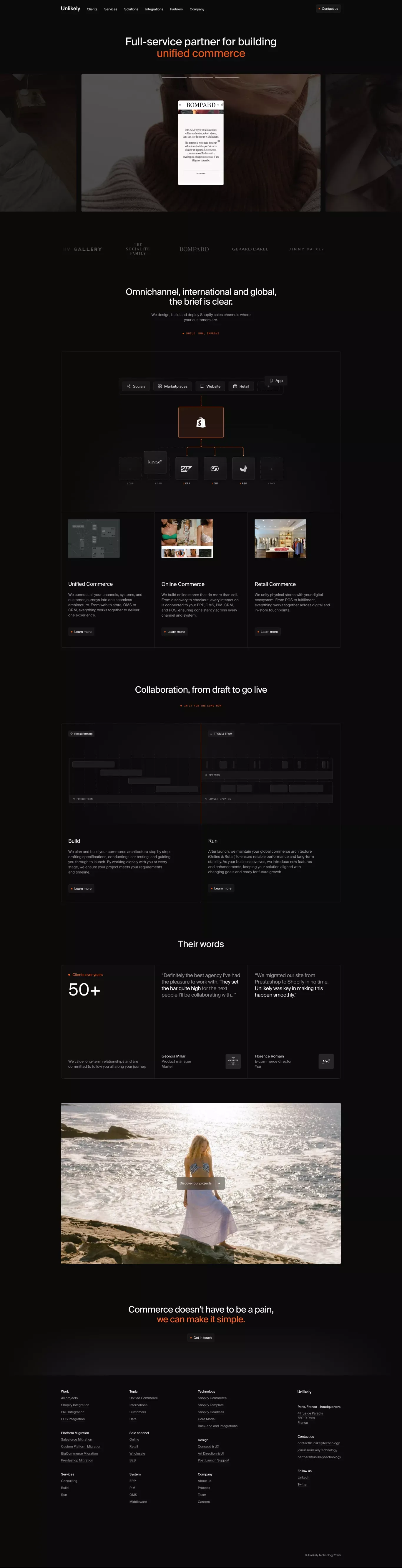 Unlikely – Full-service partner for building  unified commerce - Landing design