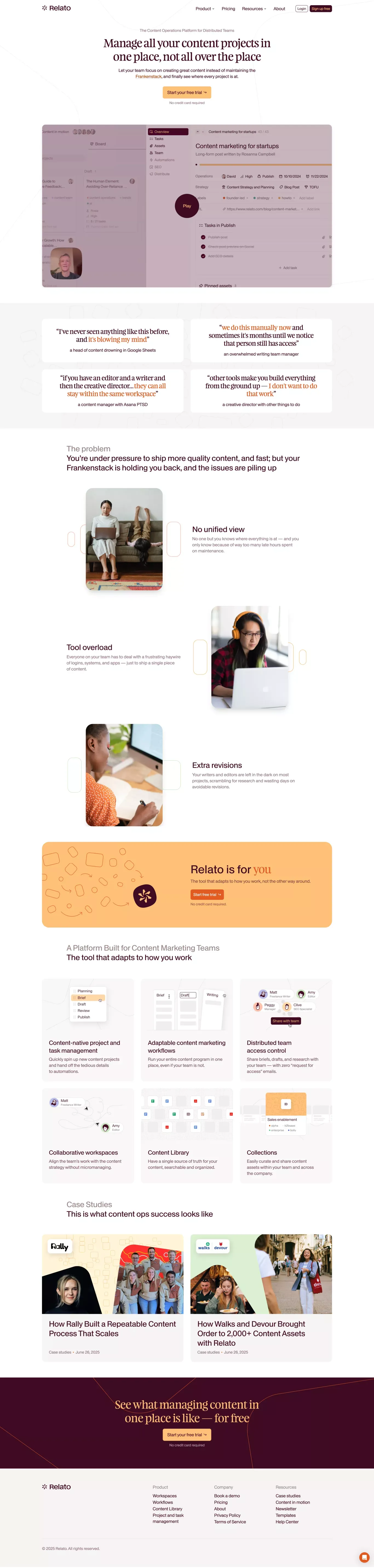 The Content Operations Platform  | Relato - Landing design
