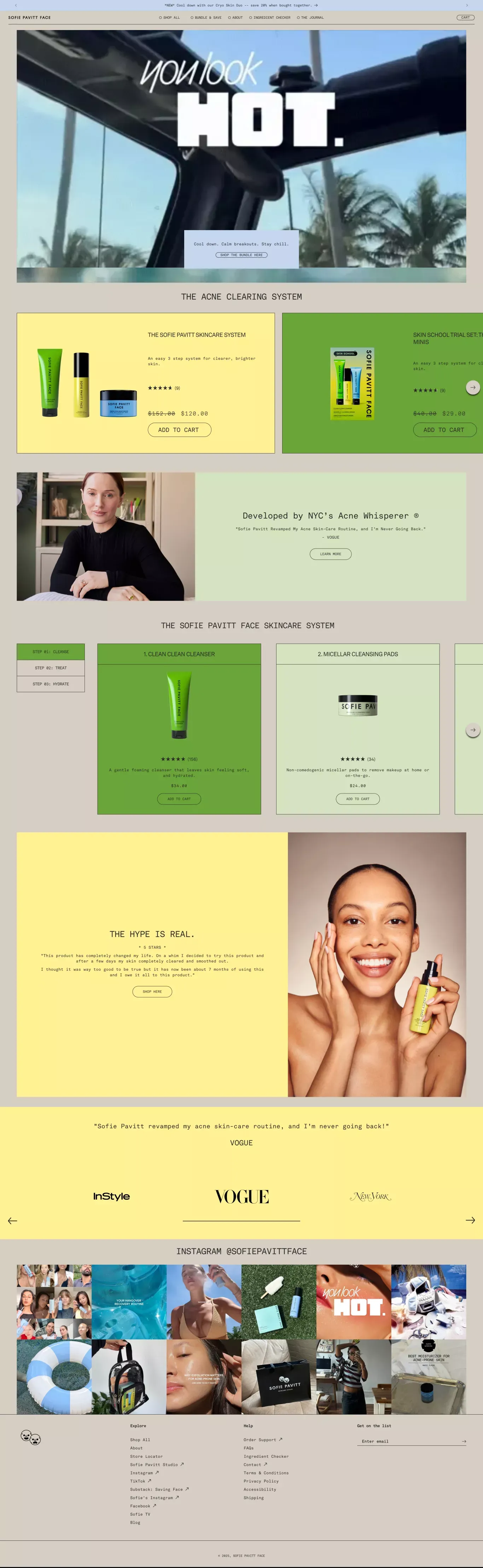 Sofie Pavitt Face: Skincare Products for Acne Prone Skin - Ecommerce design