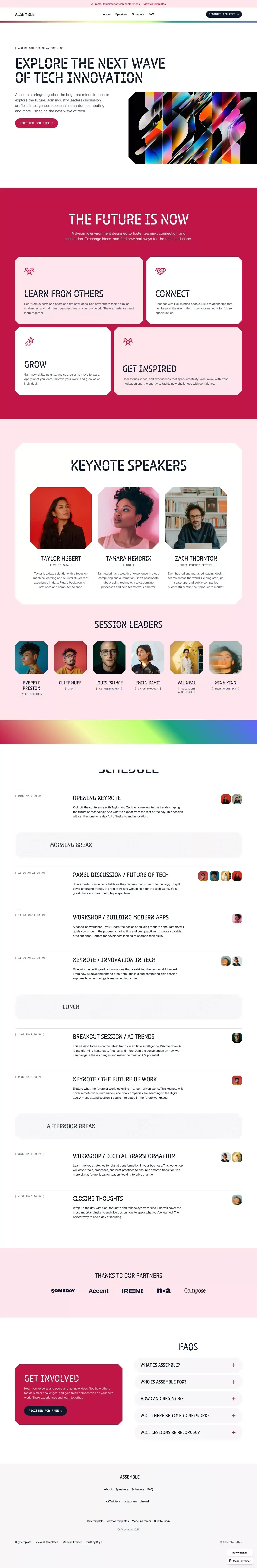 Assemble · Event, Conference & Meetup Template for Framer - Template design