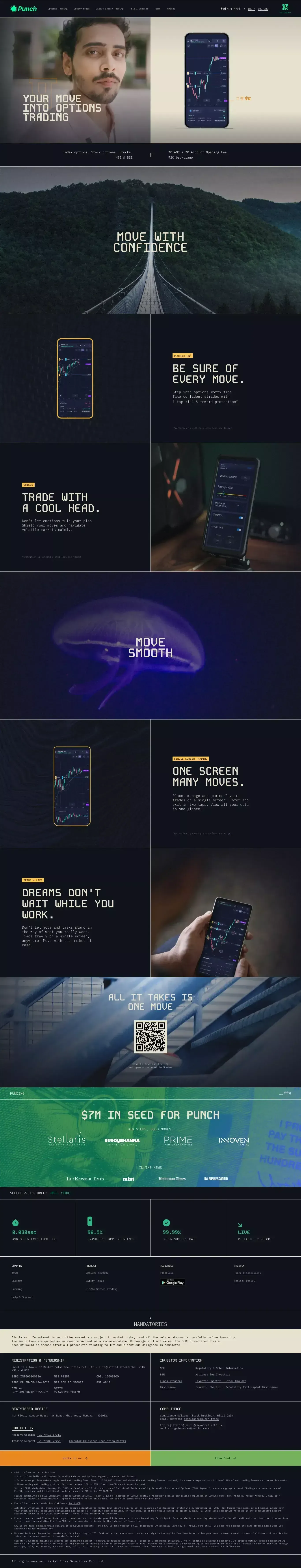 Punch | Move into options with confidence | Index & Stock Options - Landing design