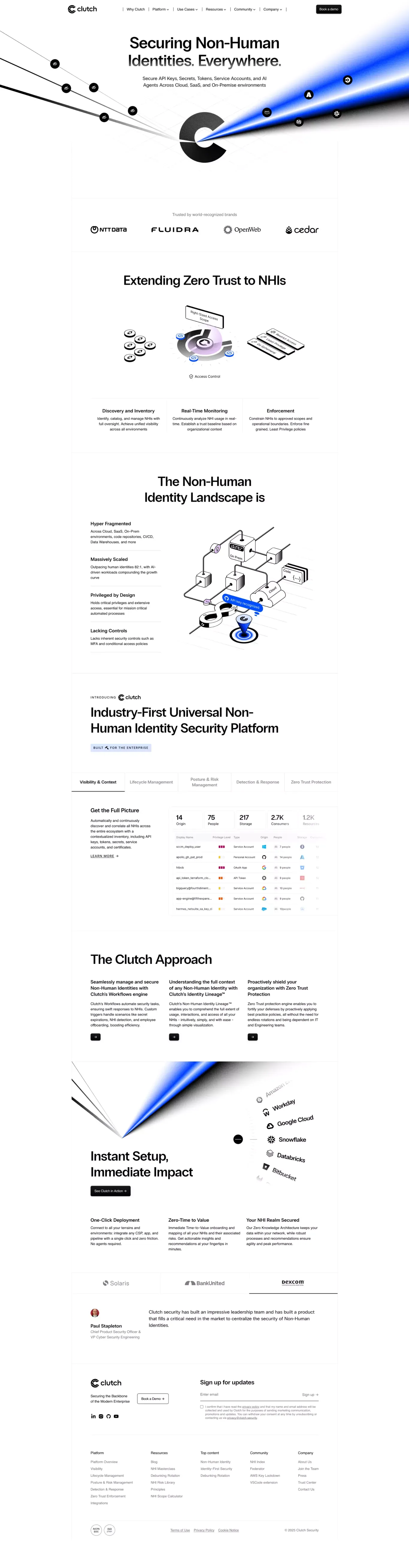 NHI Security with Clutch: Secure All Non-Human Identities - Landing design