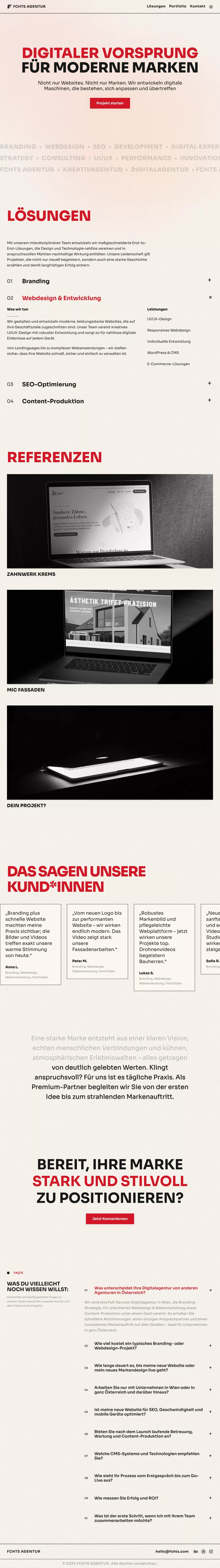 FCHTS Agentur – Digital Branding, Web Design & SEO Agency - Landing design