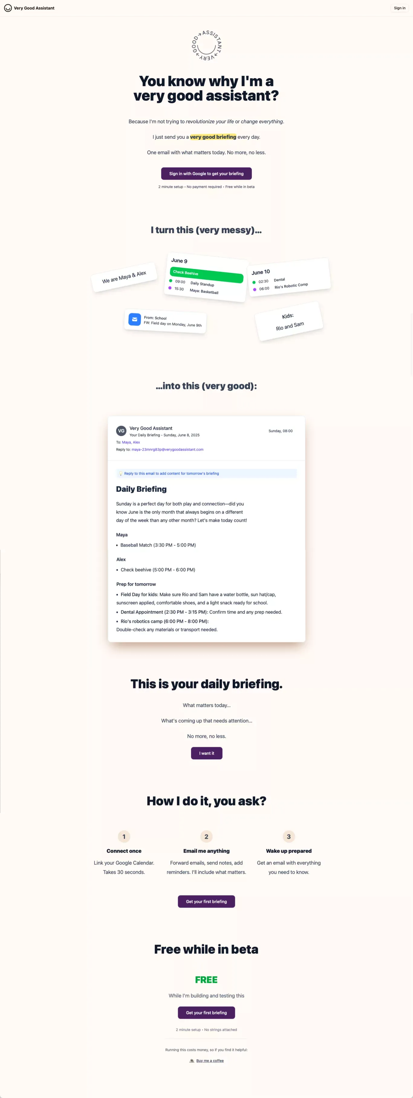 Very Good Assistant - Landing design