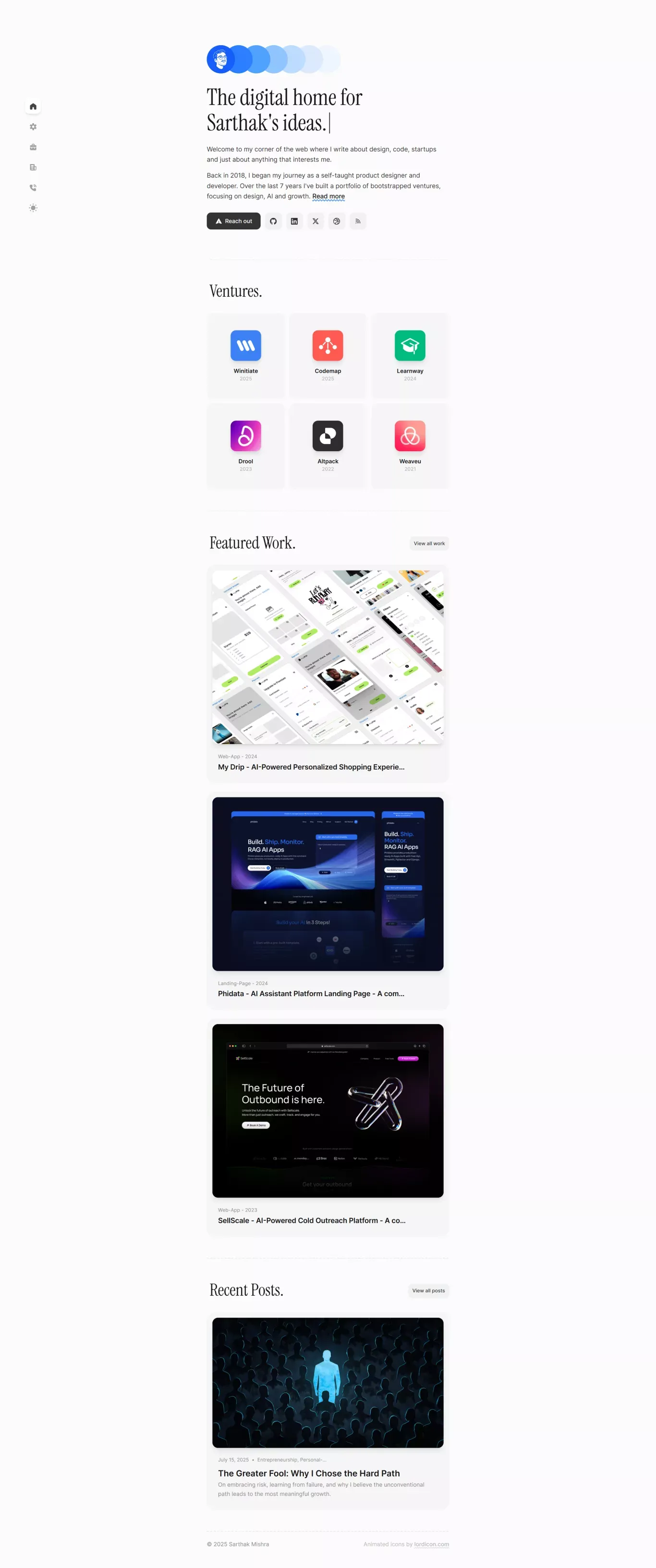 Sarthak Mishra - Designer who codes! - Portfolio design