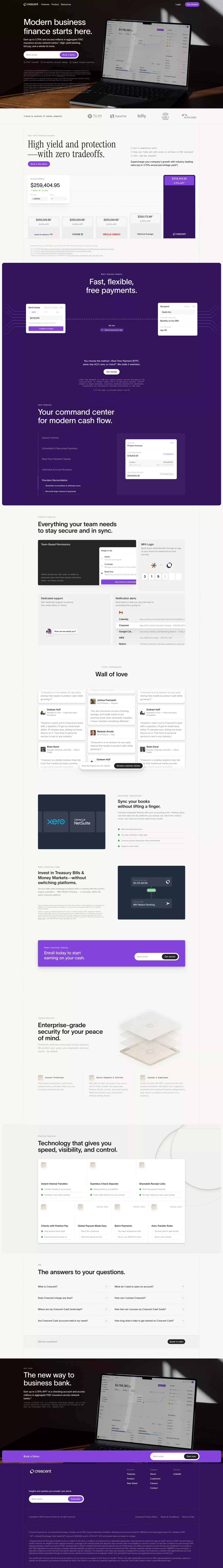 Crescent: High interest business banking with maximum protection - Landing design