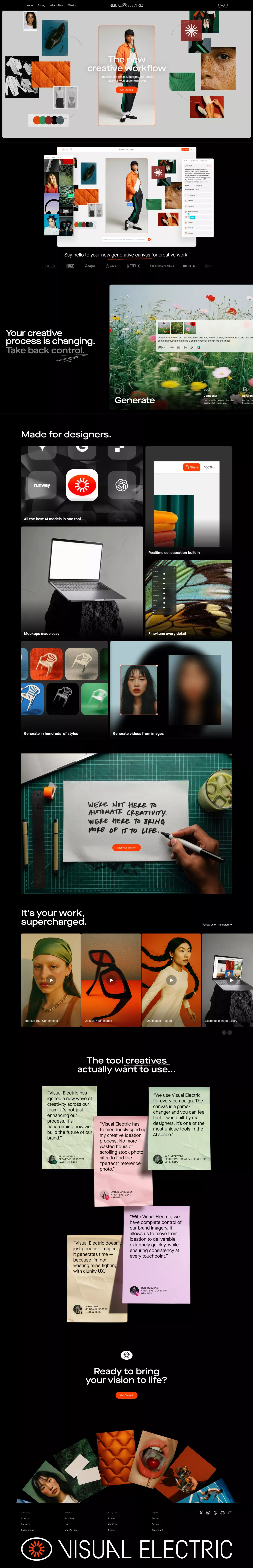 Visual Electric - Generate AI Images & Videos - Landing design