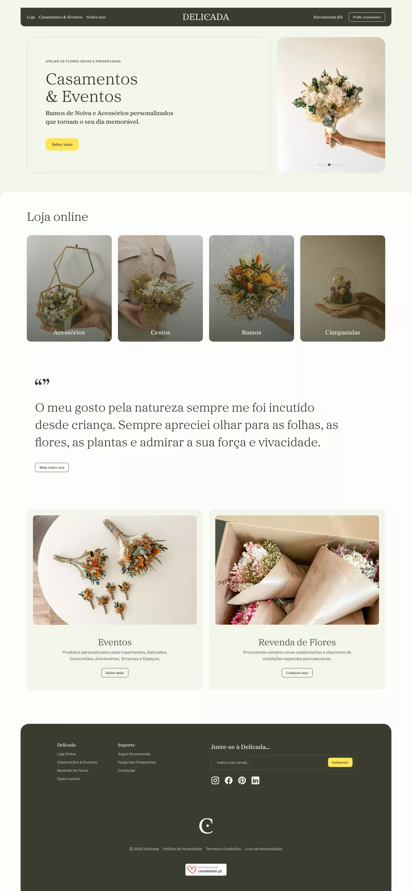 Delicada — Atelier de Flores Secas e Preservadas - Ecommerce design
