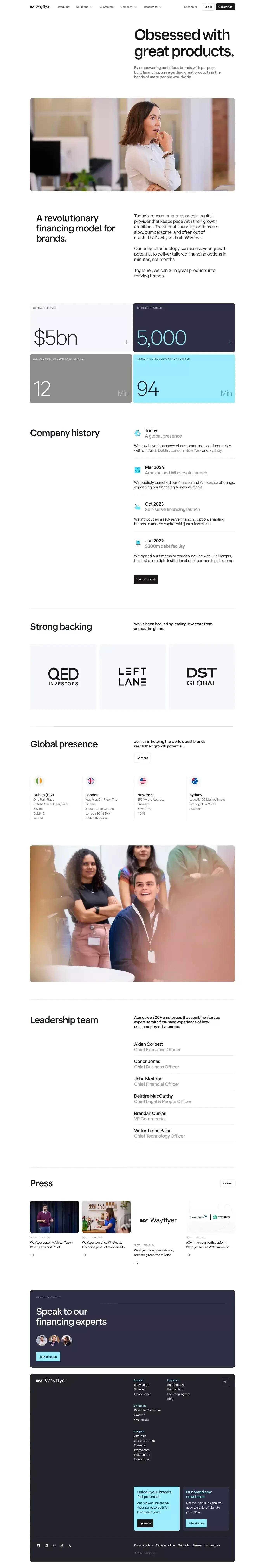 About Wayflyer | Purpose-Built Financing for Consumer Brands | Wayflyer - About Us  design