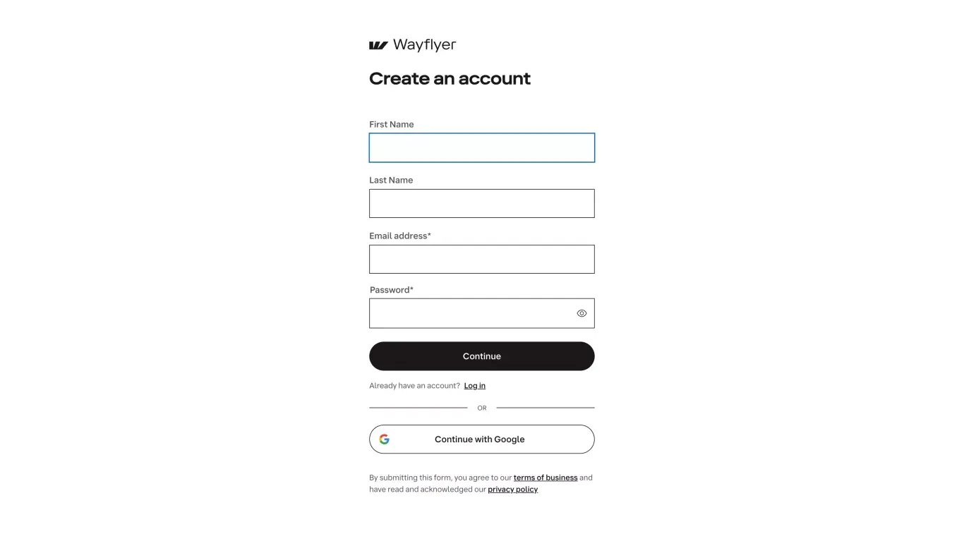 Wayflyer - Sign Up design