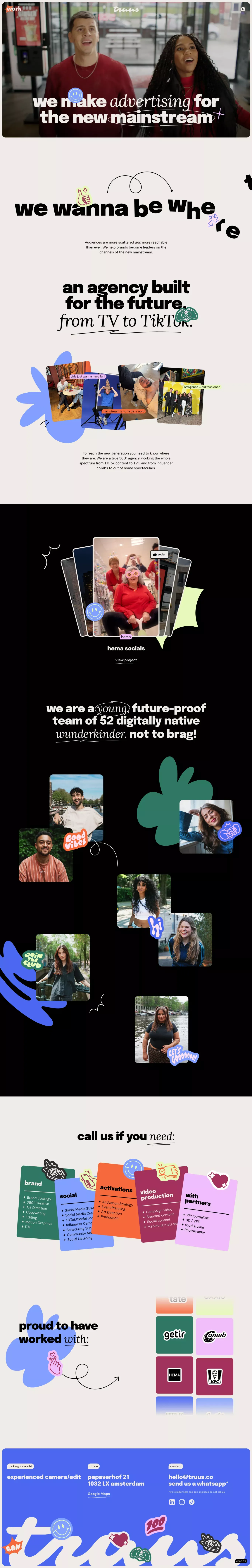 Truus - We make advertising for the new mainstream - Portfolio design