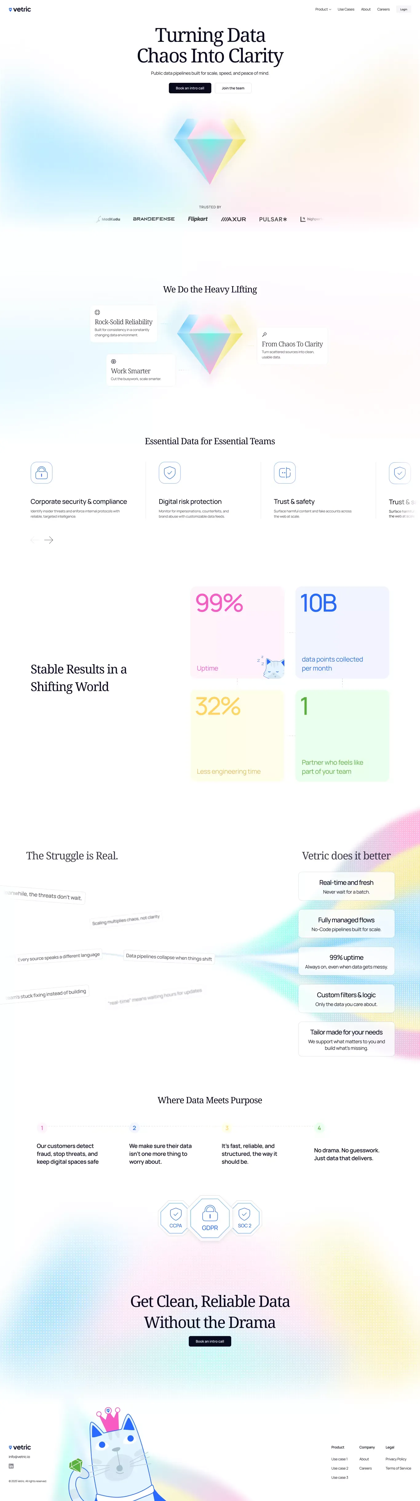 Turning Data Chaos Into Clarity | Vetric - Landing design