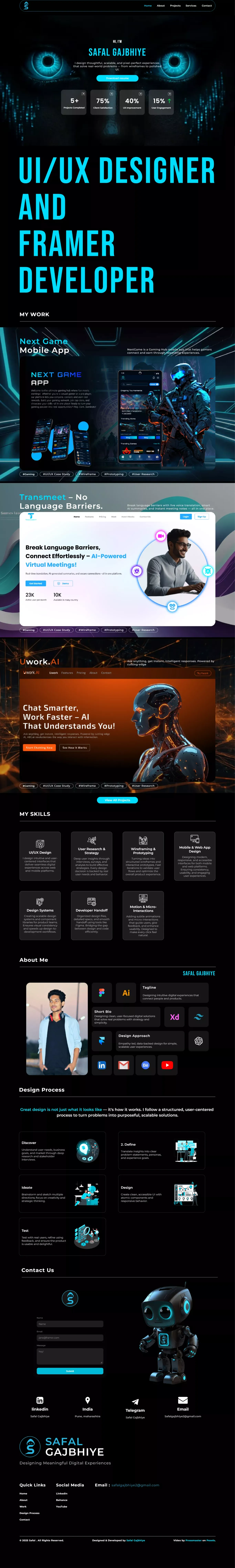 Safal Gajbhiye | UI/UX Designer & Framer Developer Portfolio - Portfolio design