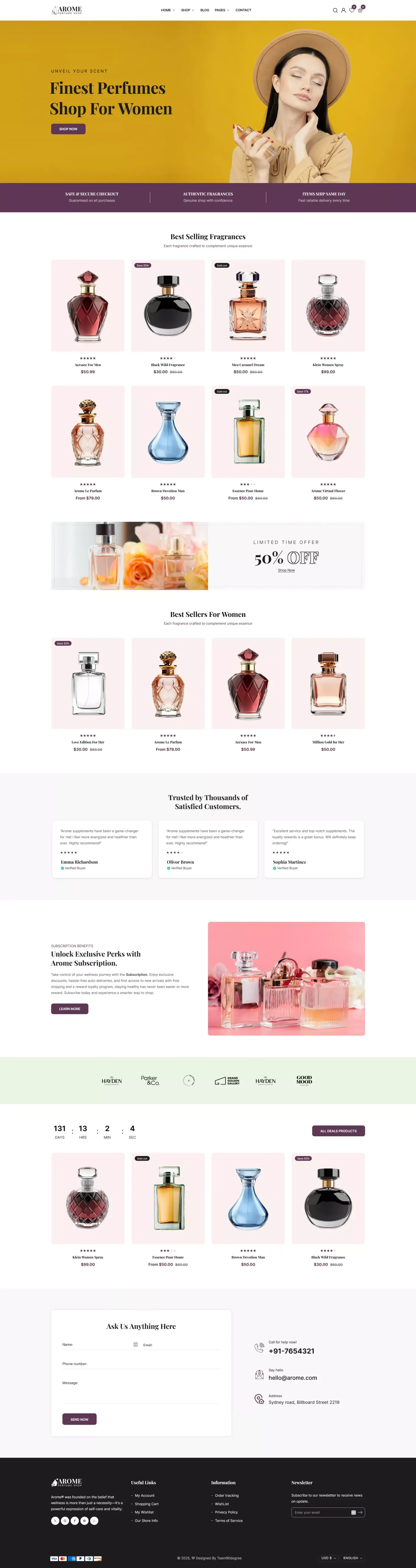 Arome - Modern Perfumes & Fragrance Store Shopify Theme - Ecommerce design